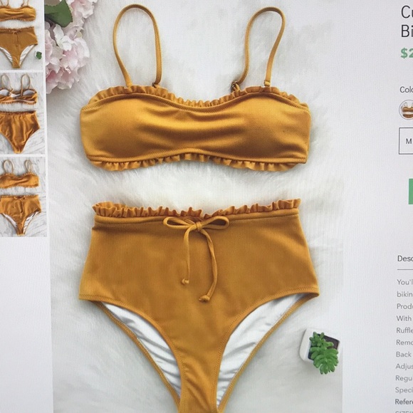 mustard yellow high waisted bikini